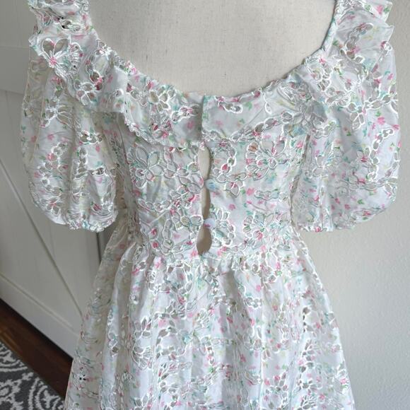 For Love & Lemons NWT Magnolia Pastel Floral Taffeta Mini Dress size XS - Picture 8 of 12